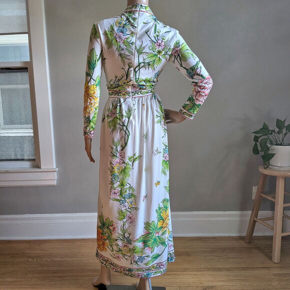 Vintage 70s Maurice Floral Maxi Length Dress Hippie Gown Signature Size M - Picture 3 of 16
